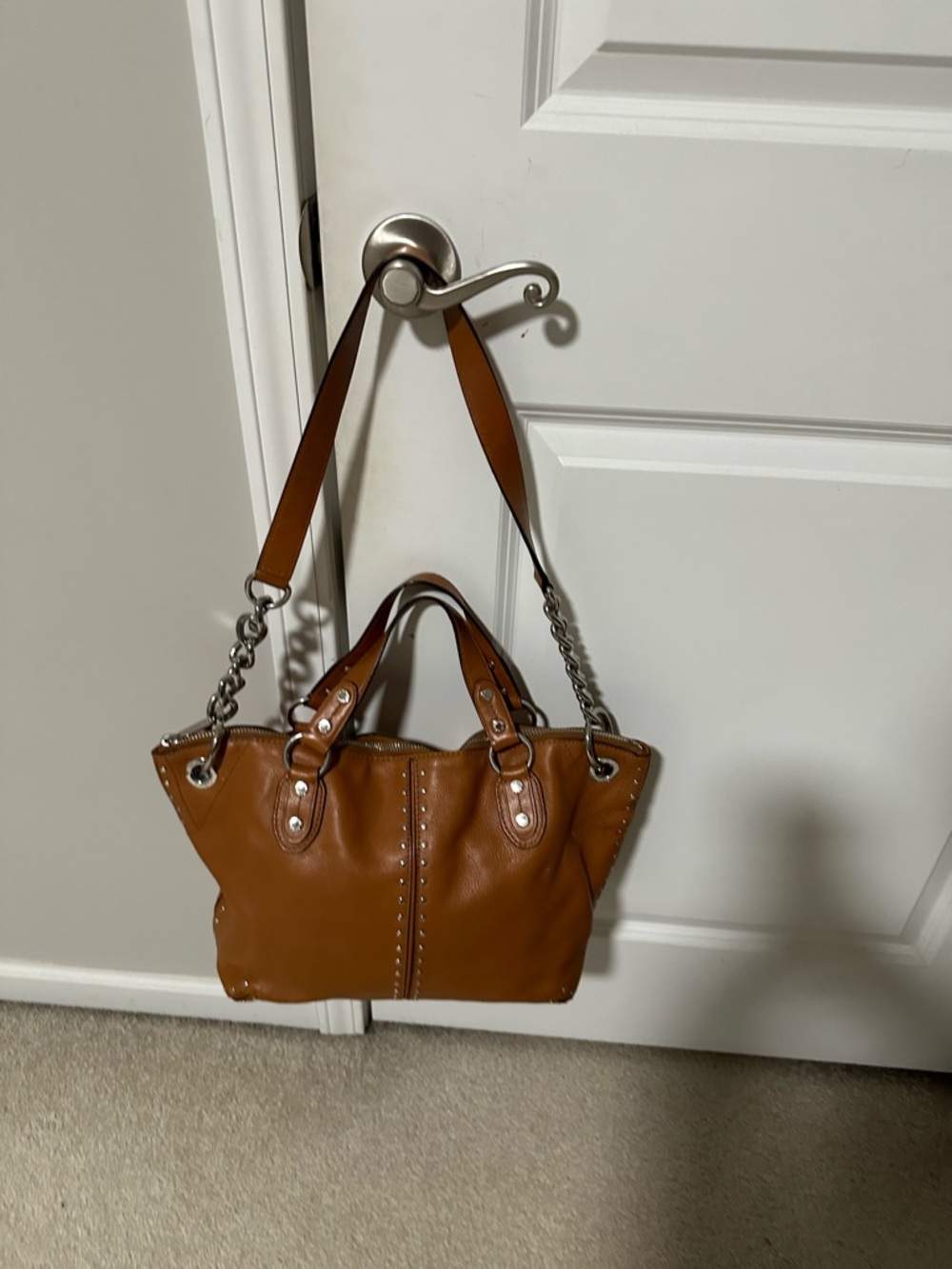Michael Kors Astor Leather Studded Shoulder Tote - Picture 3 of 7